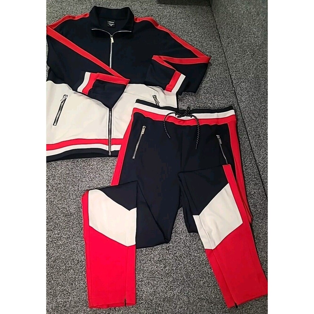 NWOT VTG  2 PC lounge / Jog Set Womans Medium Red White Blue Patriotic Workout